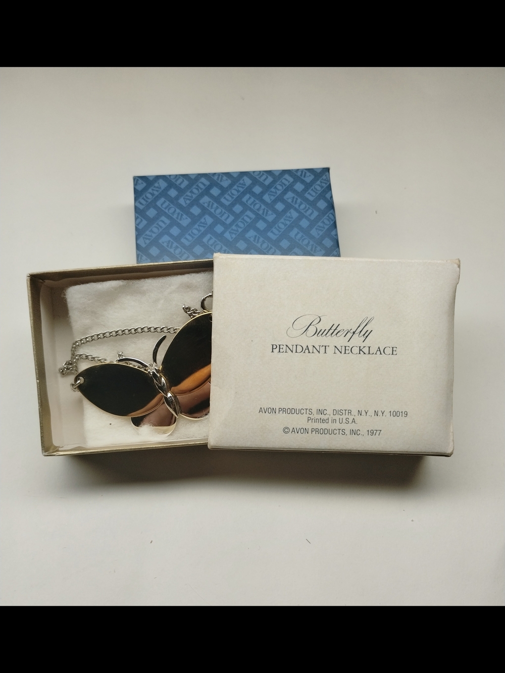 Avon Two-Tone Butterfly Pendant Necklace - Gold & Silver